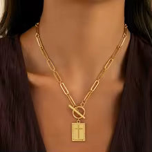 Stainless Steel Square Cross Pendant Necklace